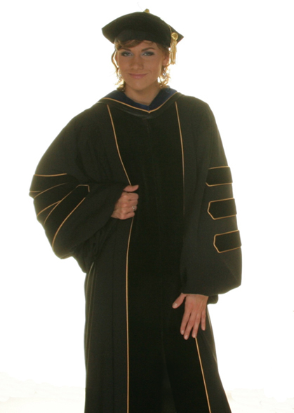 GraduatePro Doctoral Graduation Gown for Faculty and Professor PhD Regalia with Velvet and Gold Piping